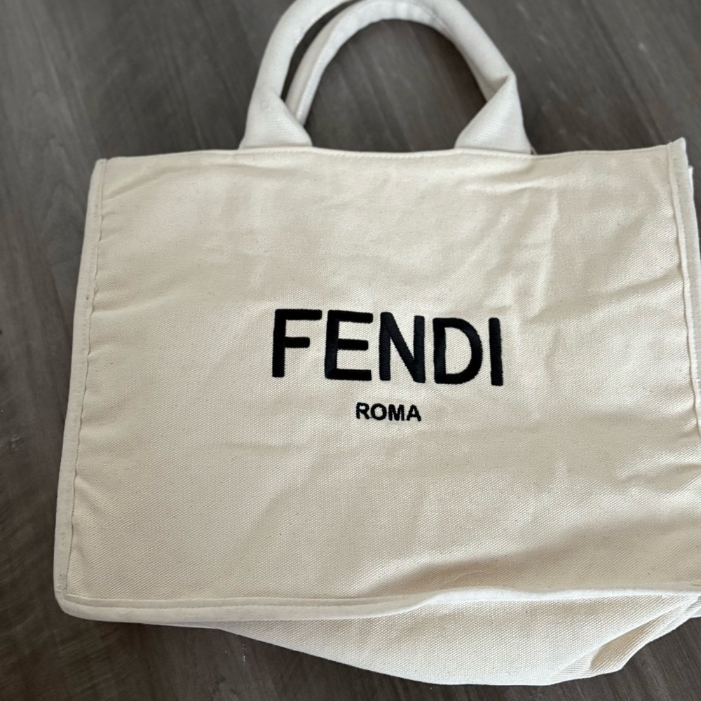 Fendi Cream Canvas Tote Bag